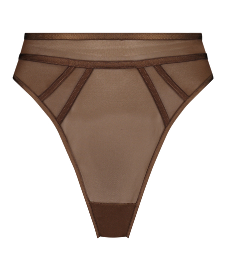Sexy mesh high-cut thong, Brown