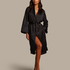Satin Fleece Bathrobe, Black