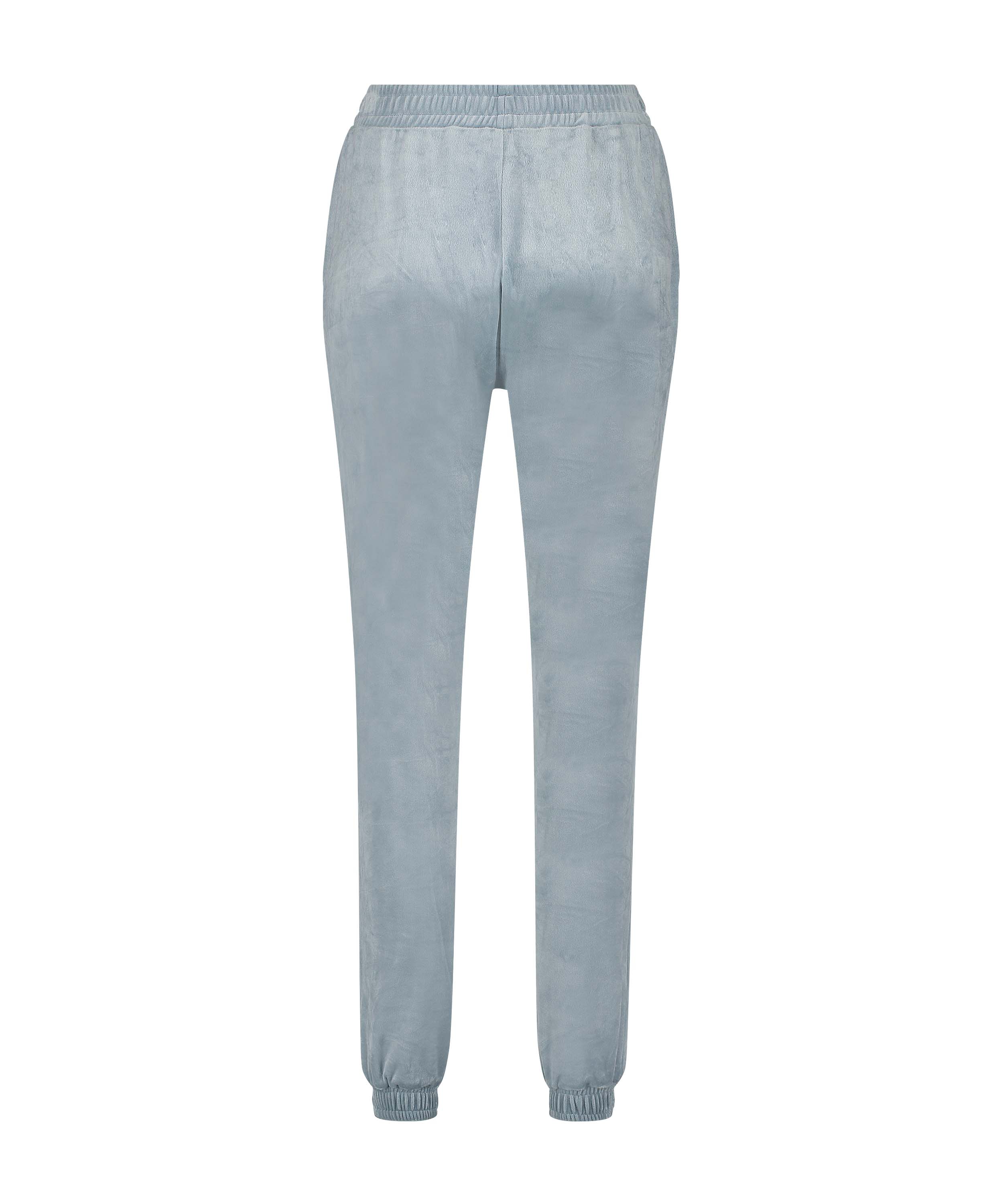 Velour Jogging Pants Pin-tucked, Blue, main