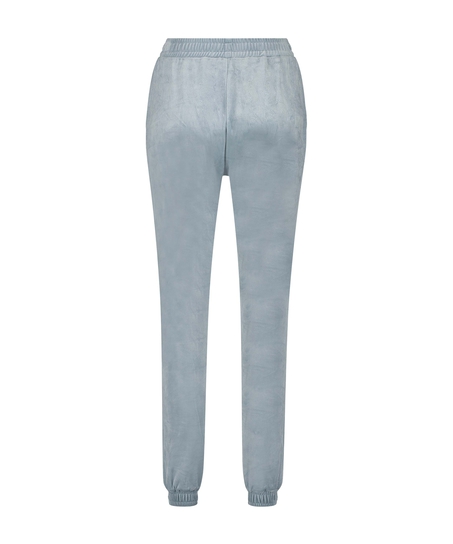 Velour Jogging Pants Pin-tucked, Blue