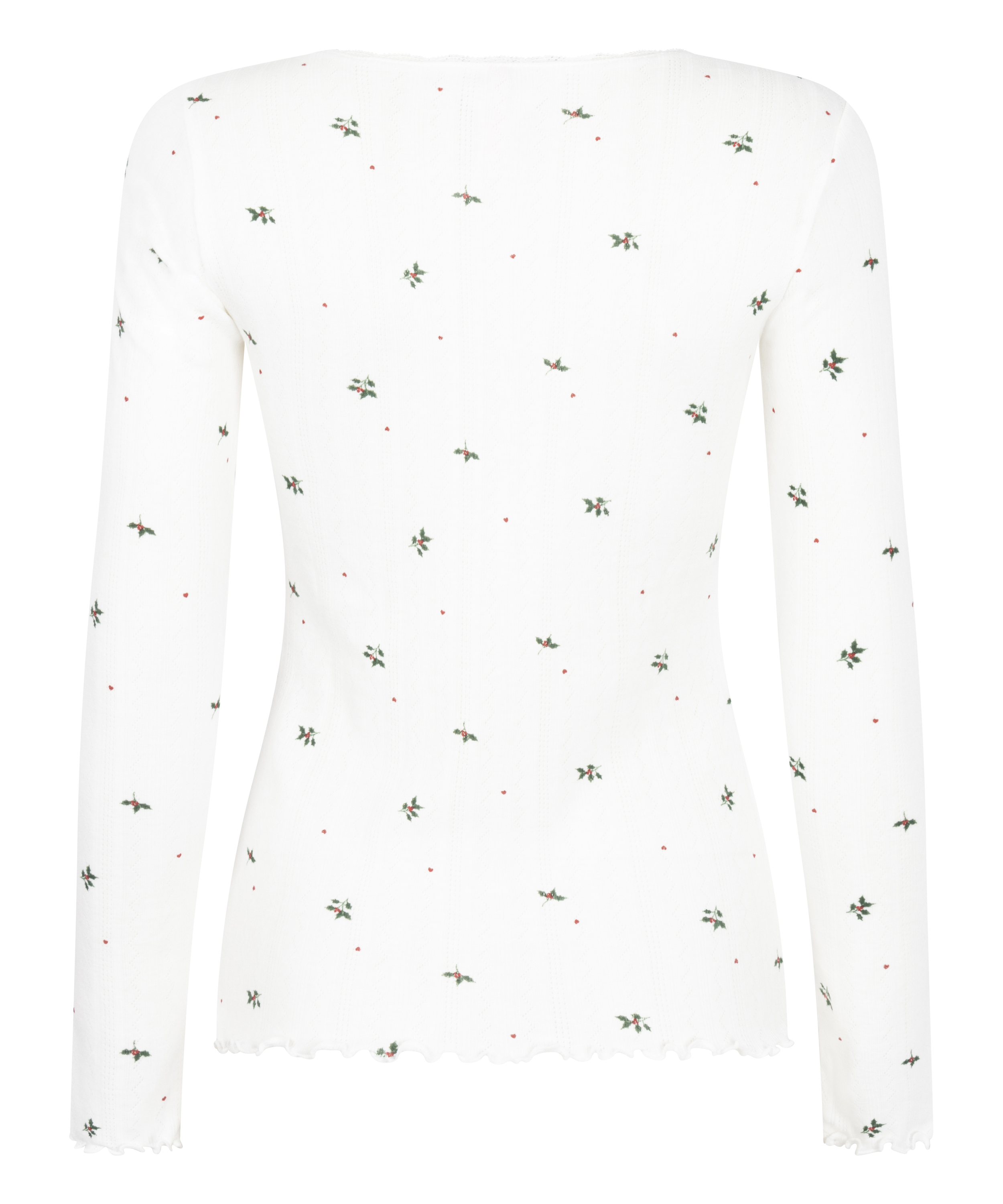 Pointelle Pyjama Top, White, main