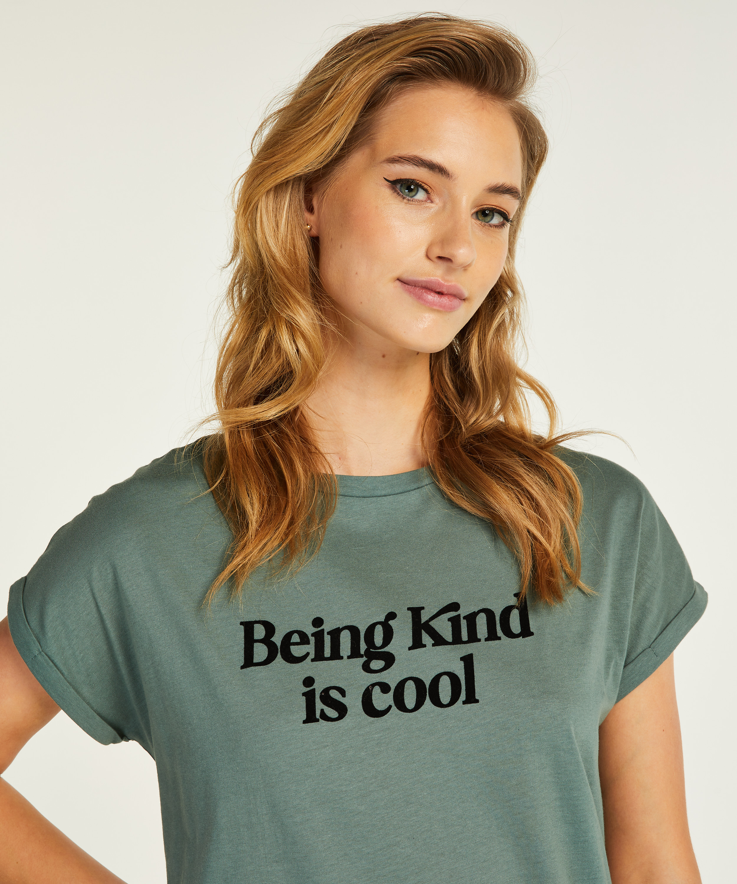 Round Neck Nightshirt, Green, main