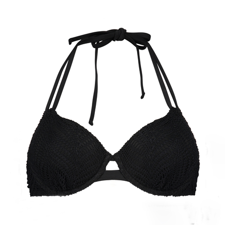 Crochet Bikini Top, Black