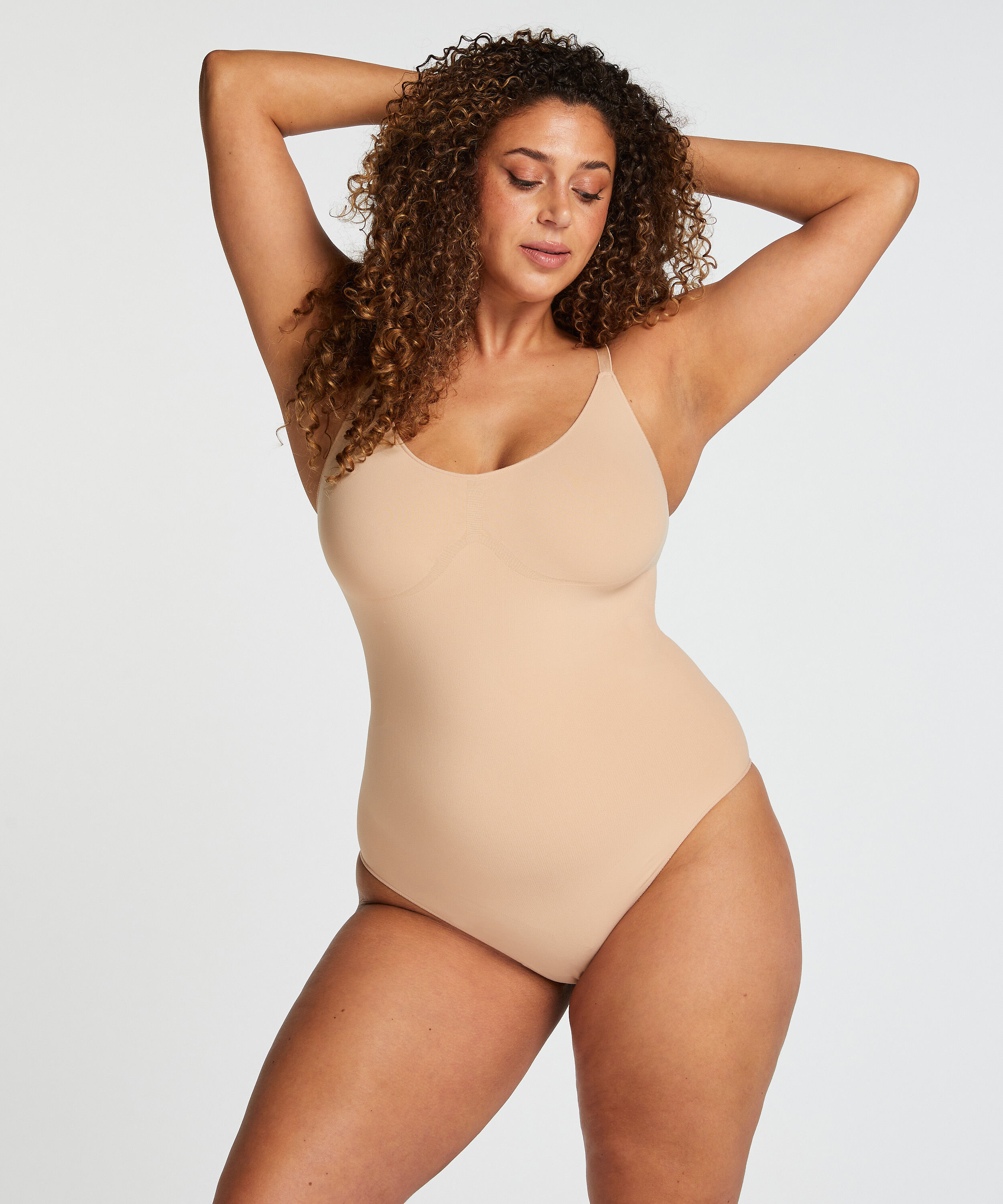 Seamless Enhancing High Leg Body, Beige
