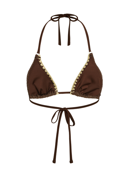 Triangle Crochet Bikini Top, Brown
