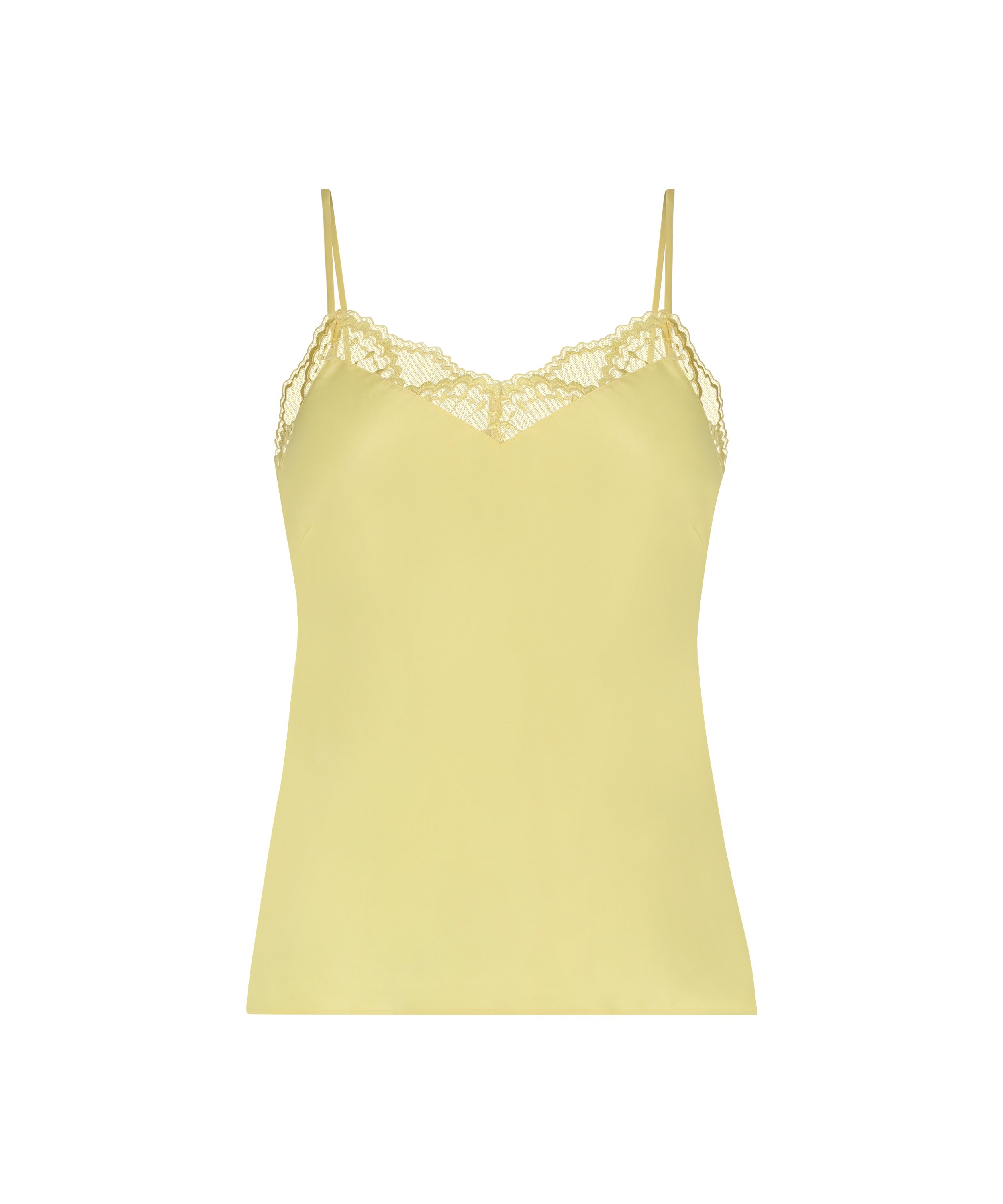 Satin Lace cami top, Yellow, main