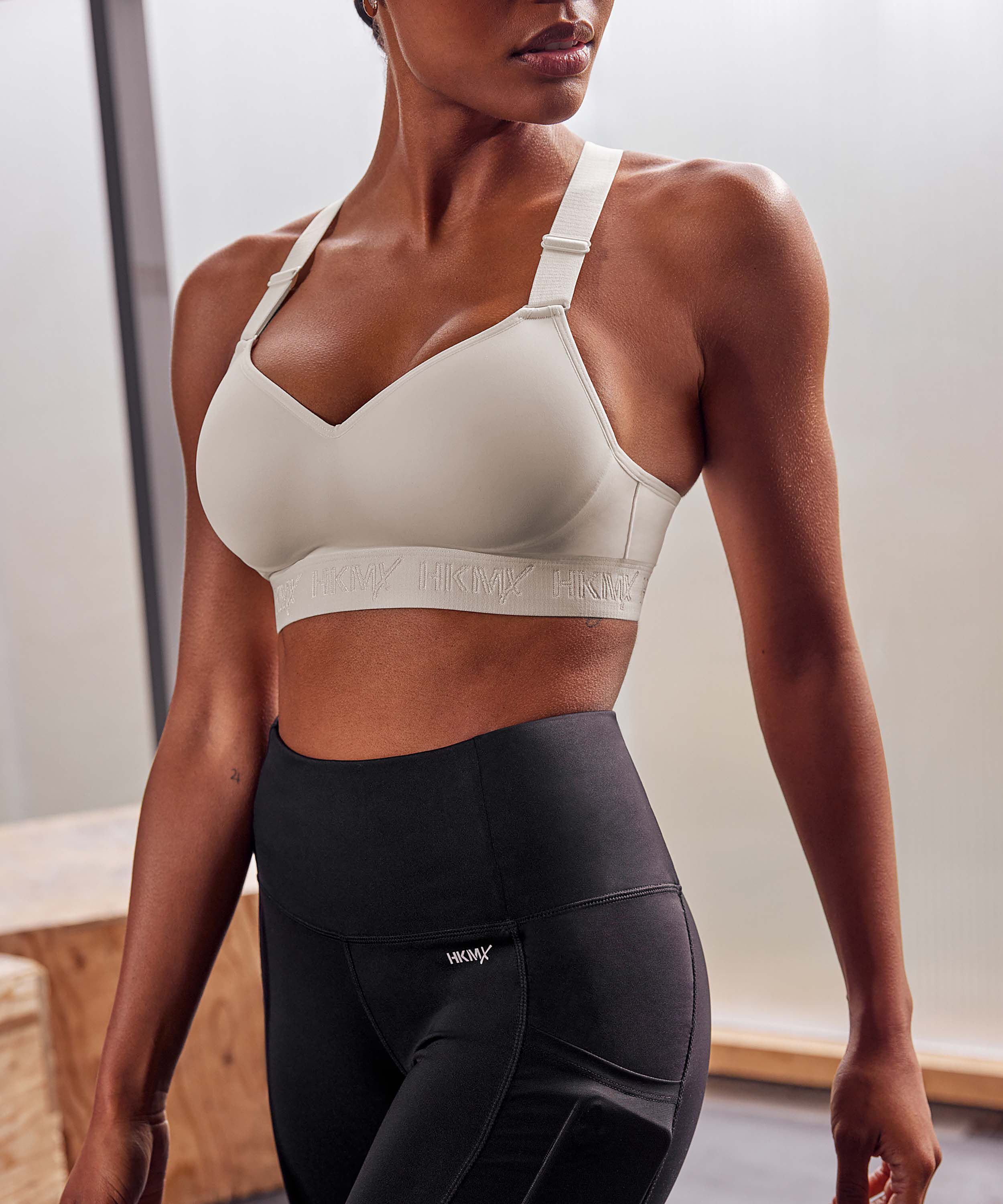 HKMX High Wasted Ruched Leggings, Black