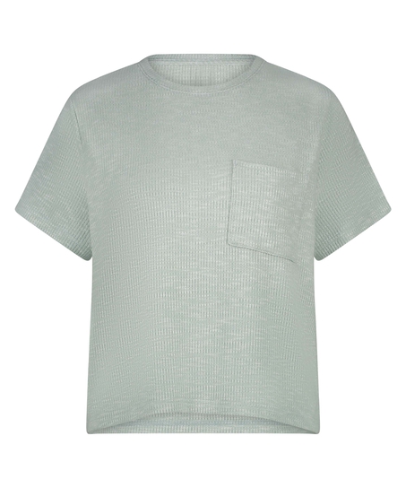 Rib Short-Sleeved Top, Green