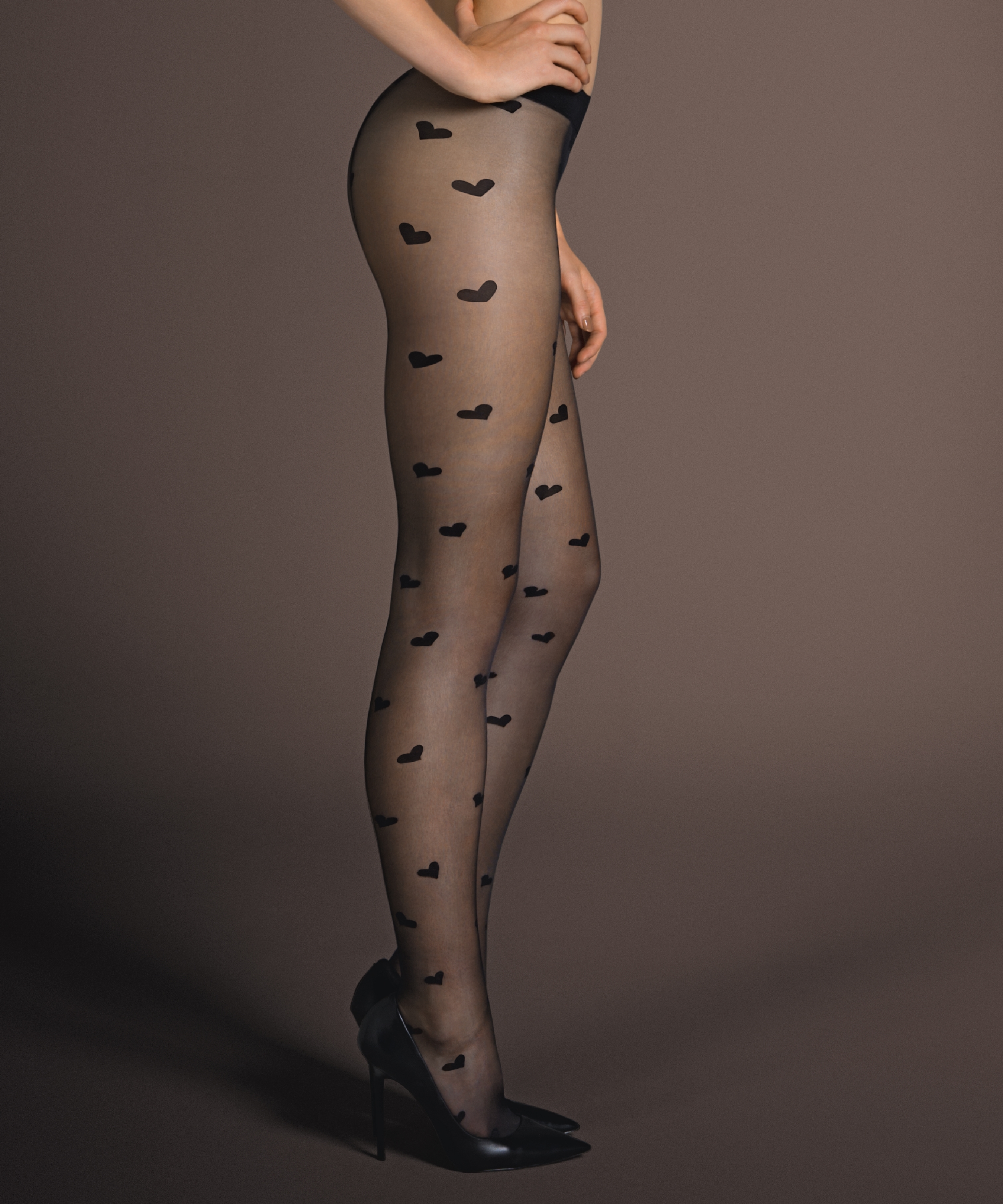 Tights Hearts, Black, main