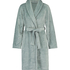 Short Fleece Ribbed Bathrobe, Green