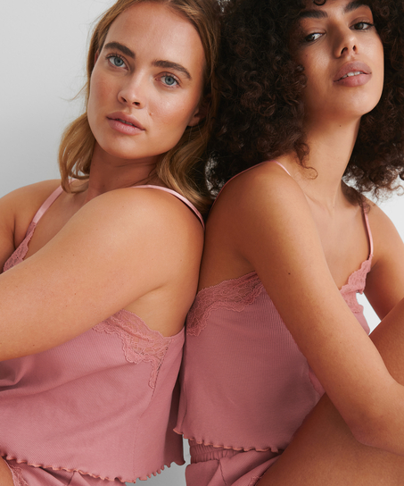 Cami rib lace Mia HKM x NA-KD, Pink