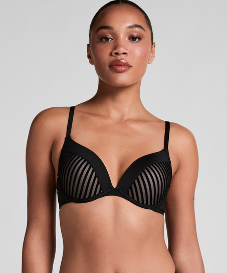 Pia Padded Underwired Push-Up Bra, Black