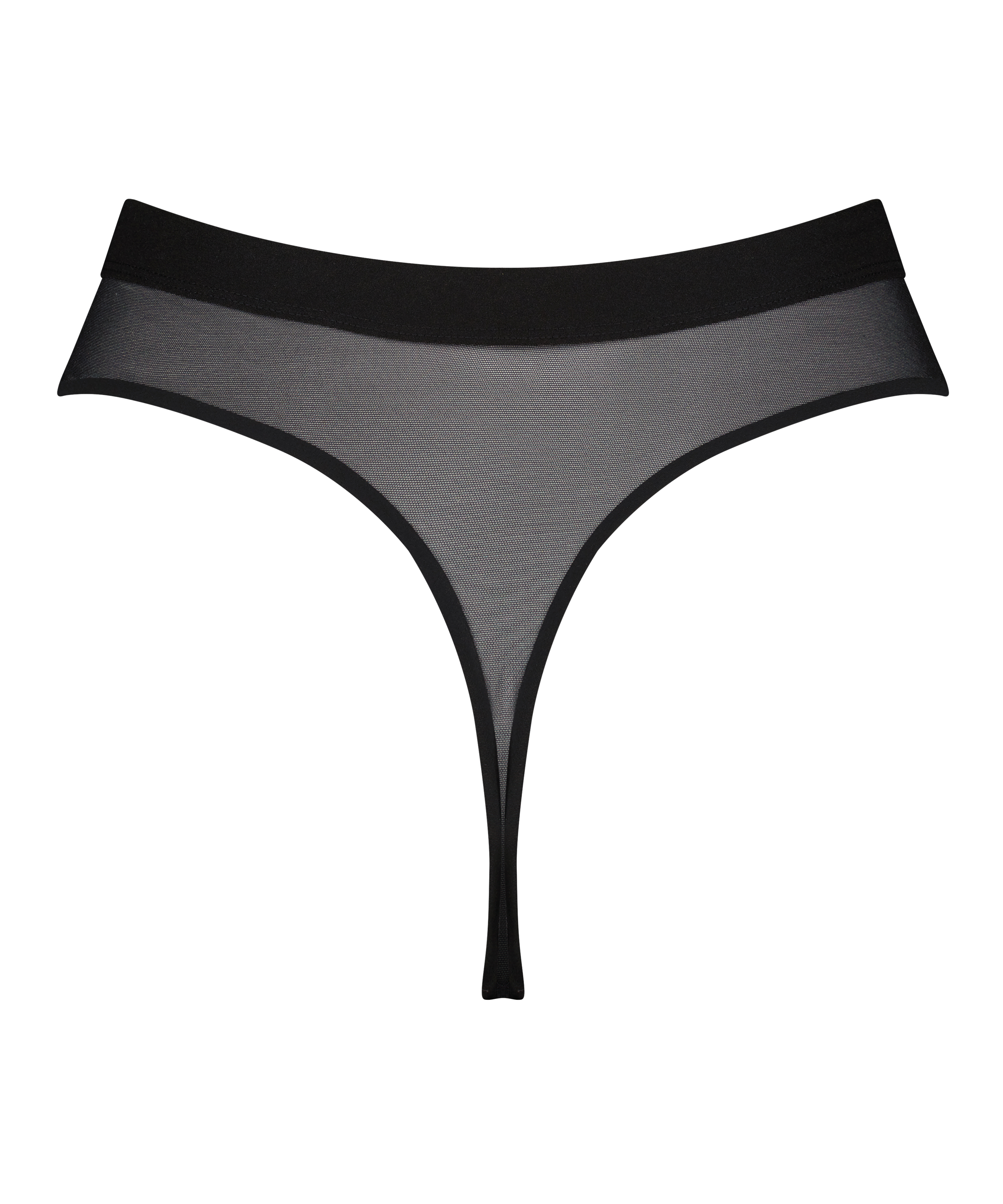 High-Cut invisible Mesh thong, Black, main