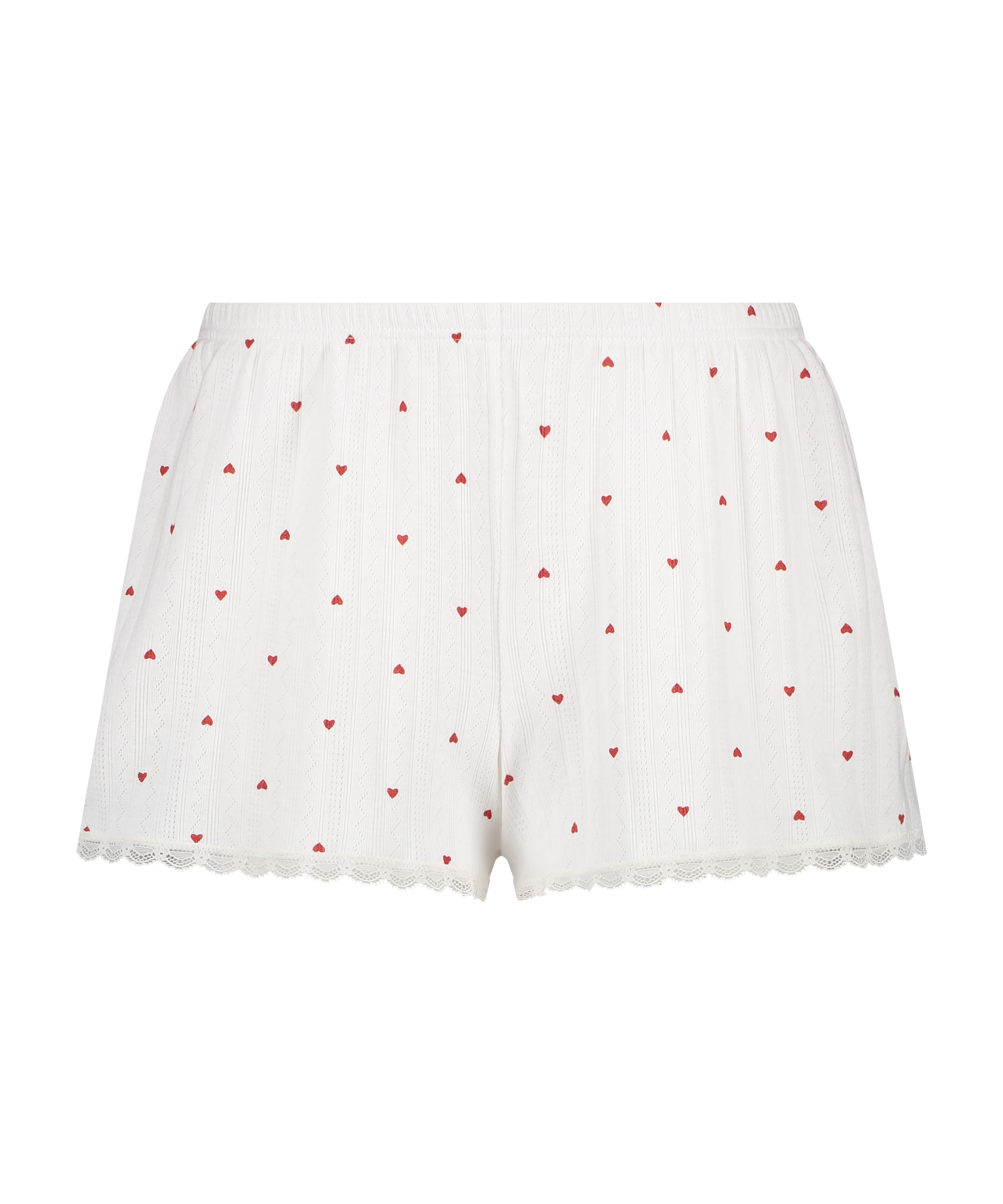Pointelle Pyjama Shorts, White, main