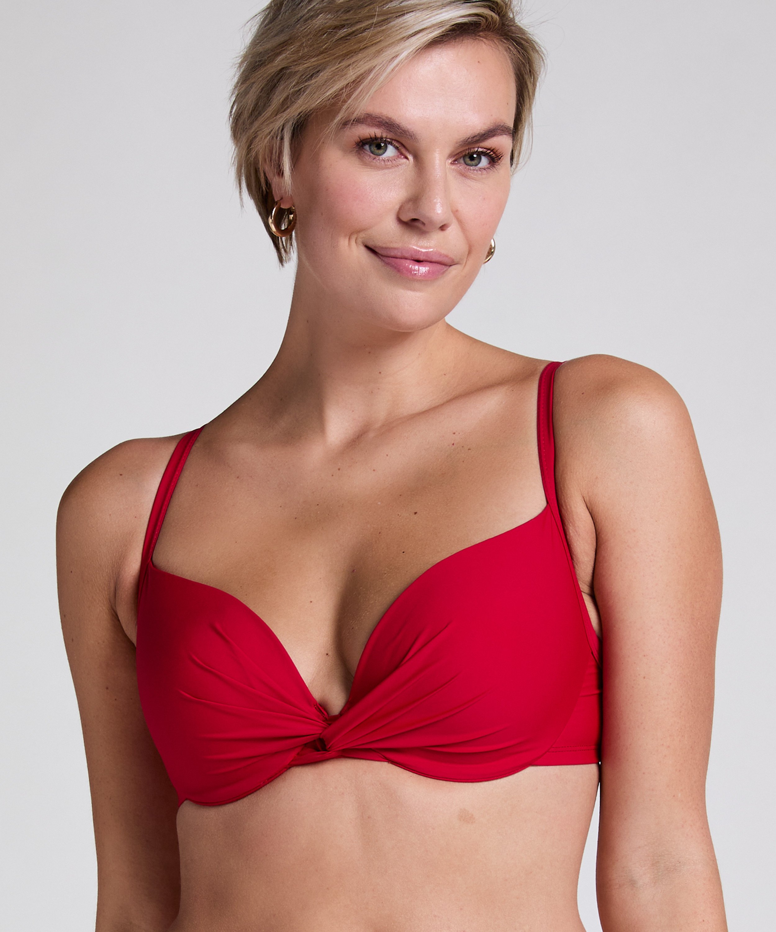 Luna padded bikini top, Red, main