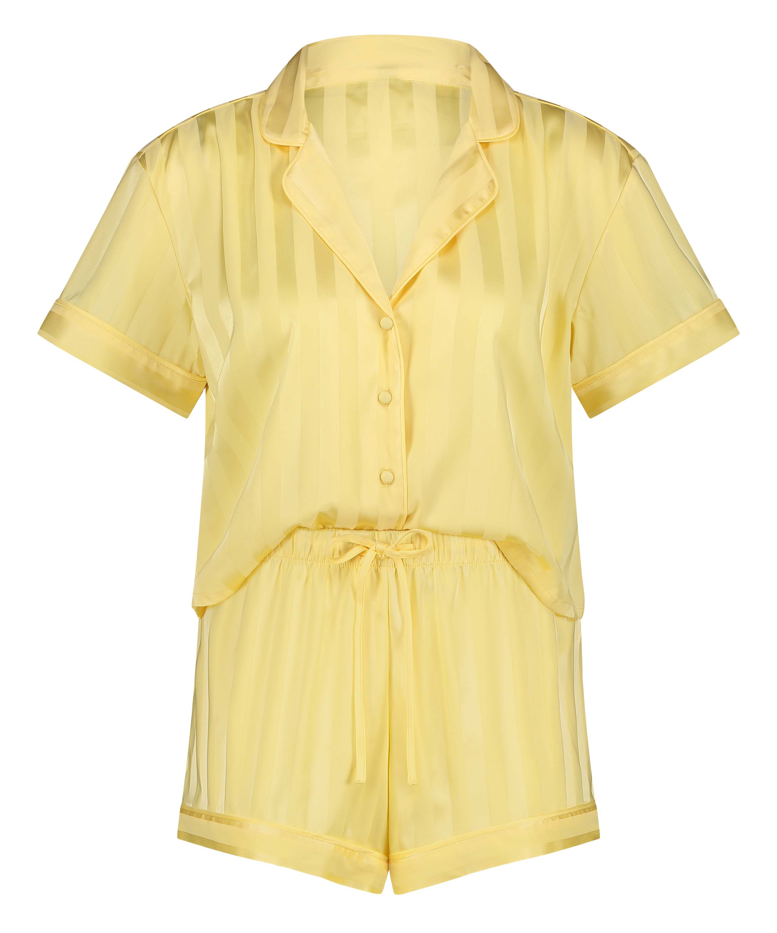 Satin Pyjama Set, Yellow, main