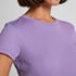 Ribbed Crew Neck Short-Sleeved Pyjama Top, Purple