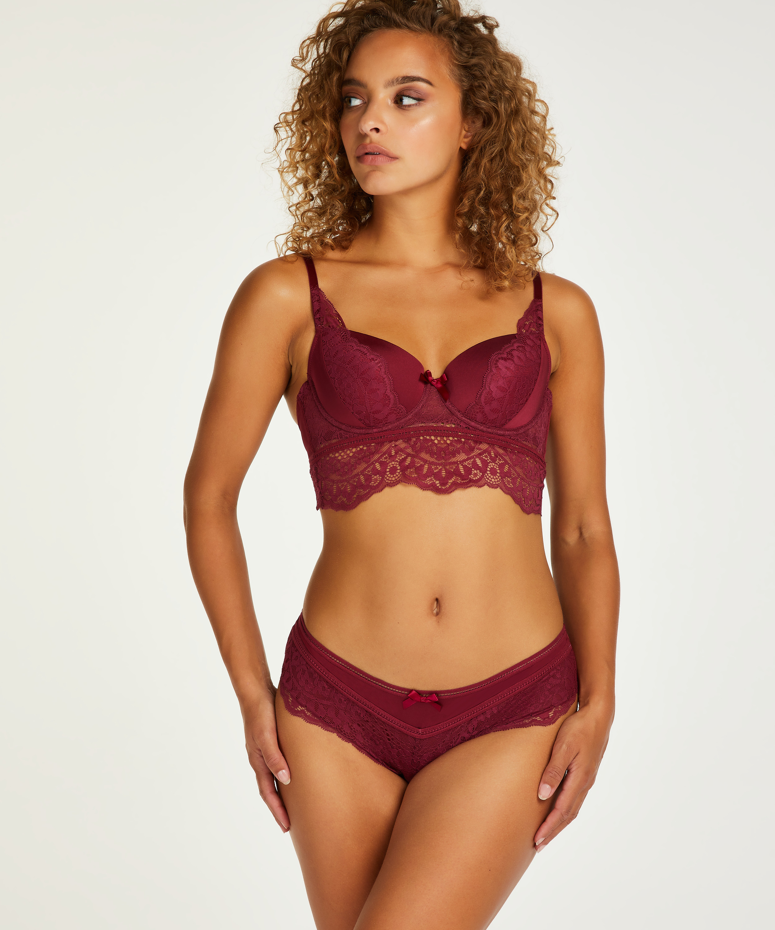 Elise Padded Longline Underwired Bra, Red, main