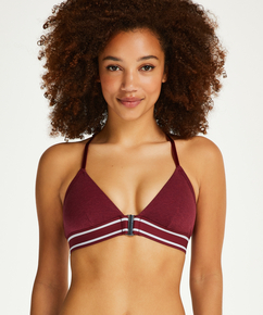 Casey cotton padded triangle bralette, Red