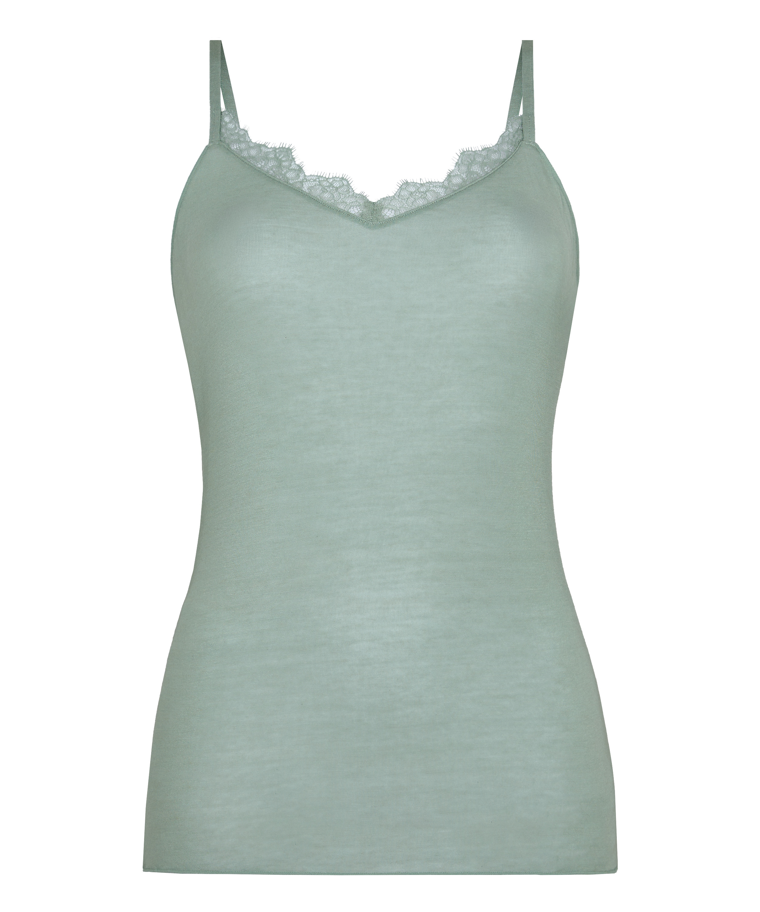 super soft Lace V-Neck cami with Cashmere, Green, main