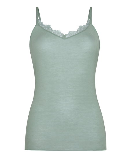 super soft Lace V-Neck cami with Cashmere, Green