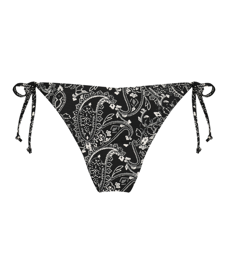 Paisley Brazilian tanga bikini bottoms, Black