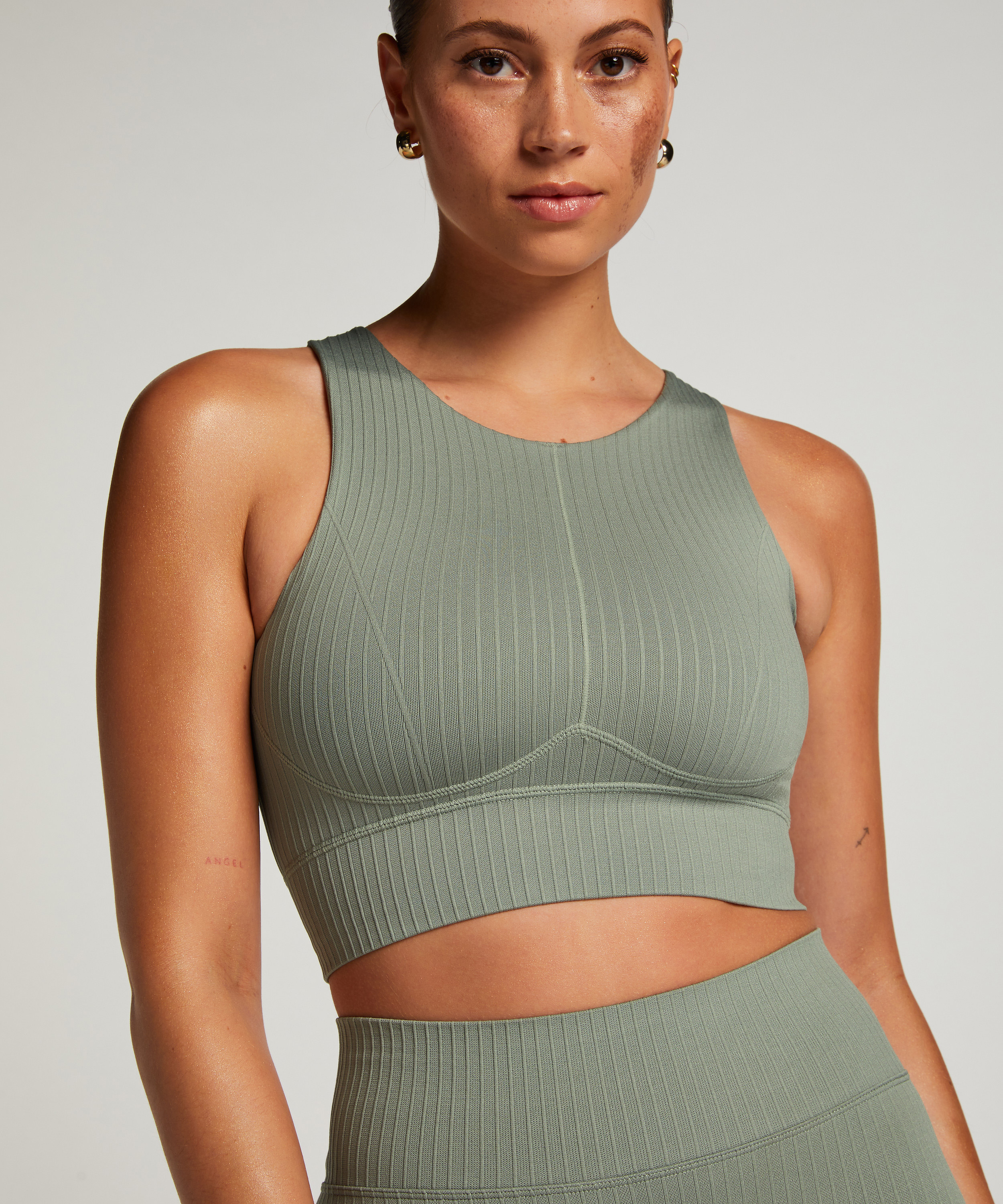 HKMX Seamless Sports Bra, Green, main
