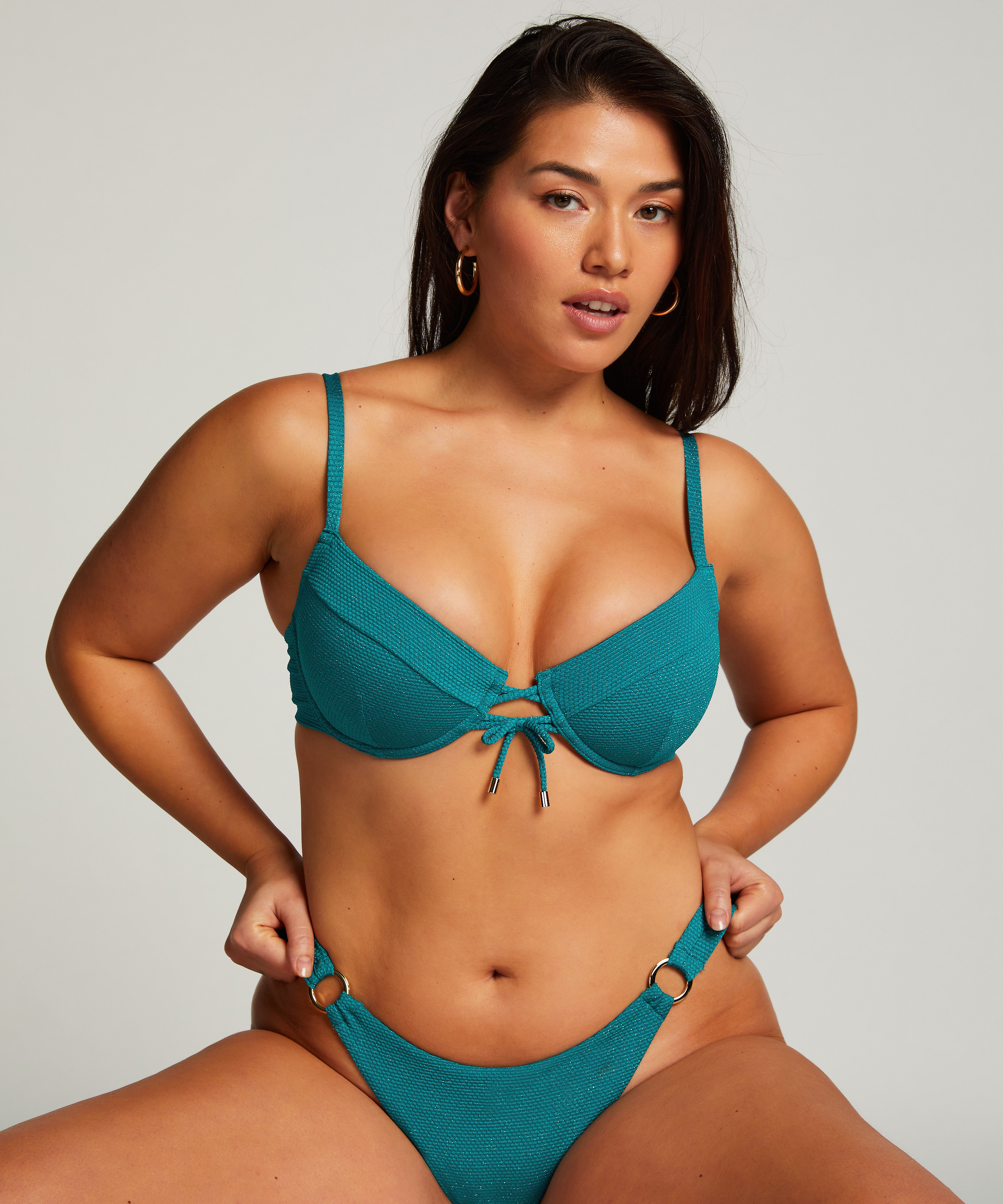 Relief High-Leg Bikini Bottoms, Green, main