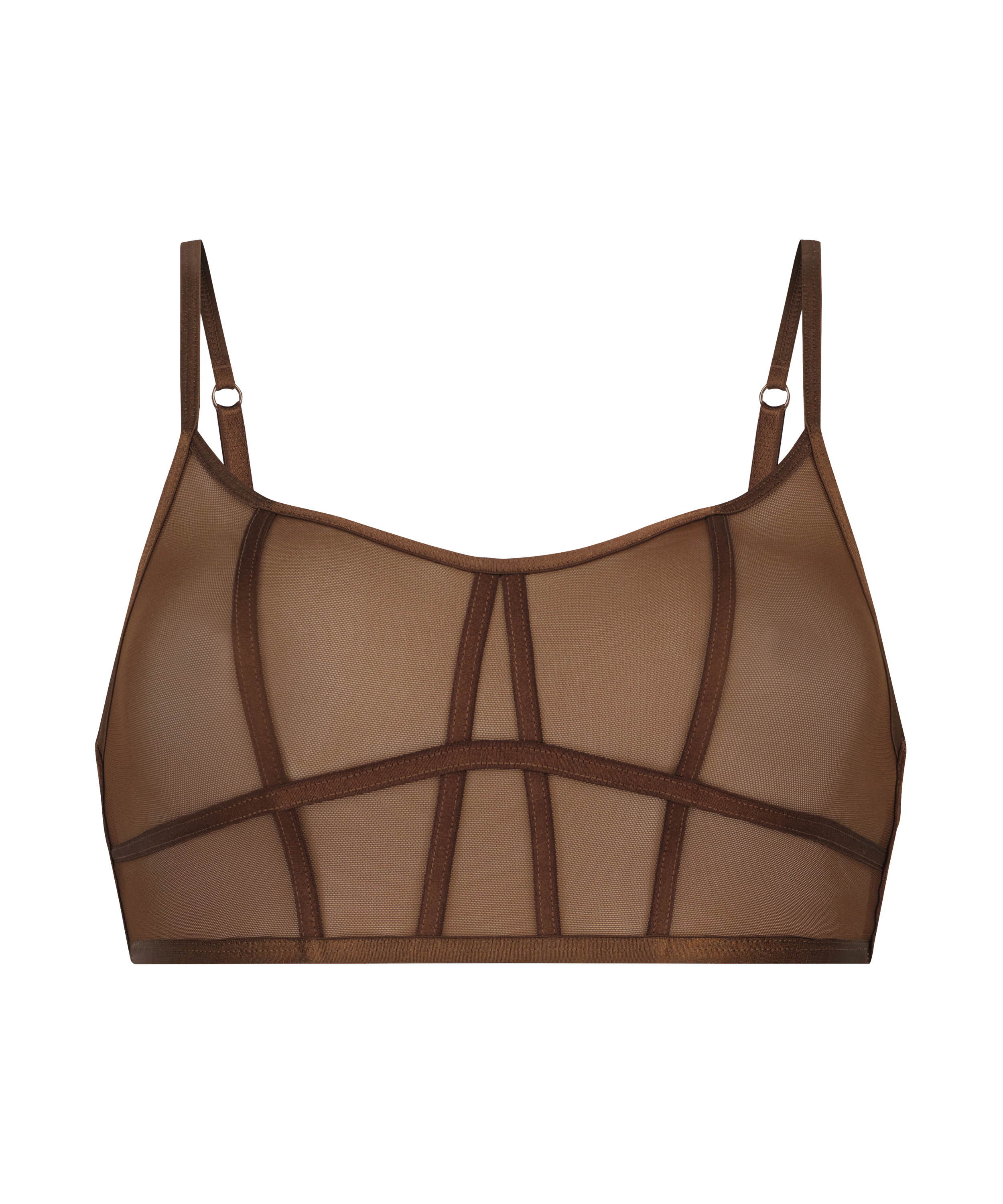 Sexy mesh longline bralette, Brown, main