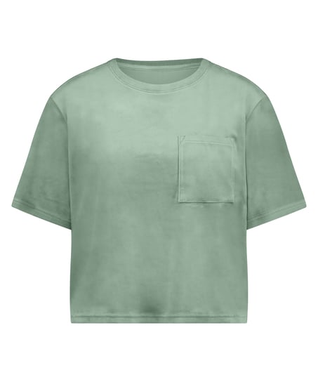 Top Velours Pocket, Green
