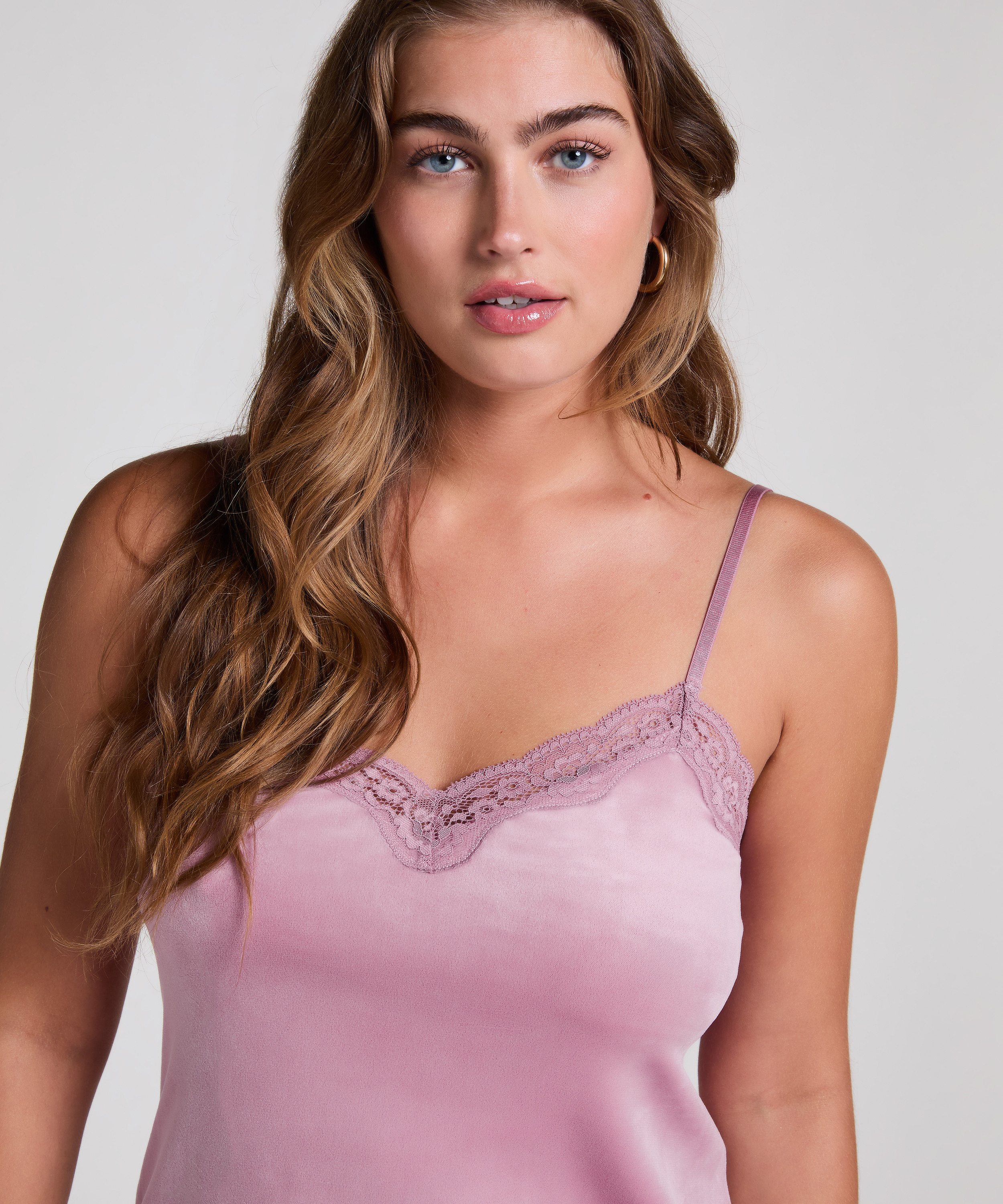 Velours Lace Cami Top, Purple, main