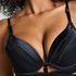 Colette Padded Underwired Longline Push-Up Bra, Black