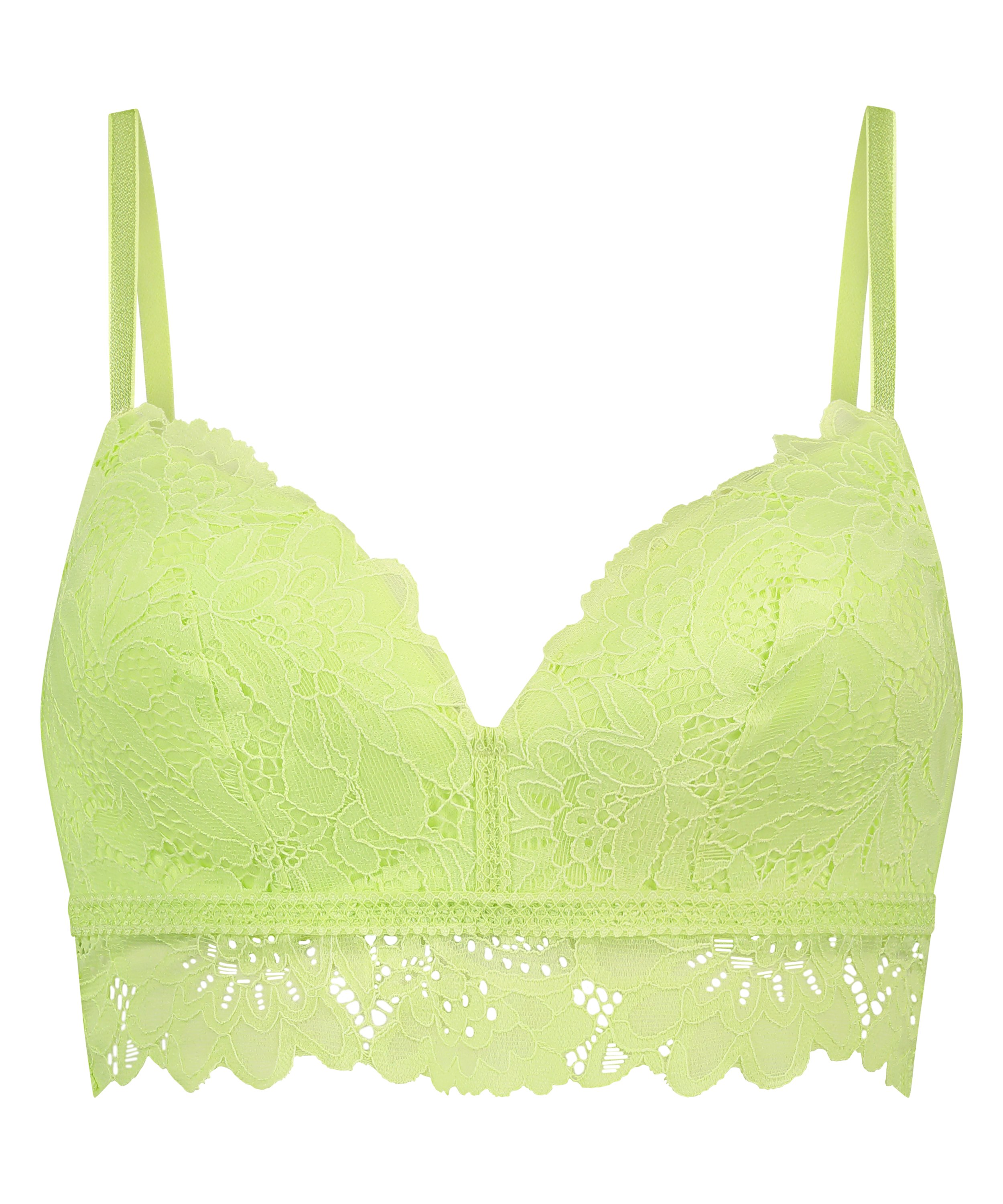 Shiloh Padded Non-wired Longline Bra, Green, main