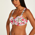 Tropical Padded Bandeau Bikini Top, White