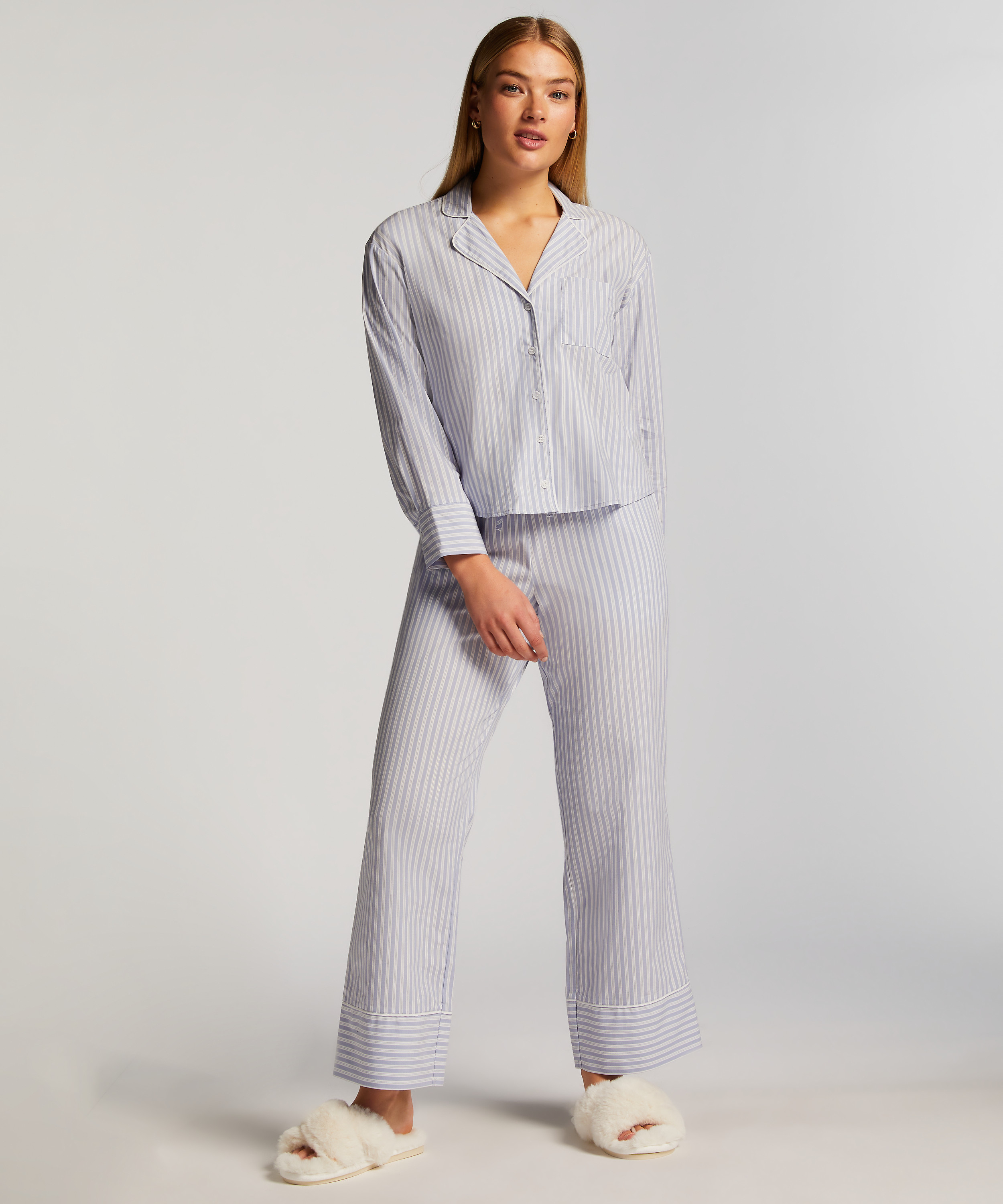 Stripy Pyjama Pants, Blue, main