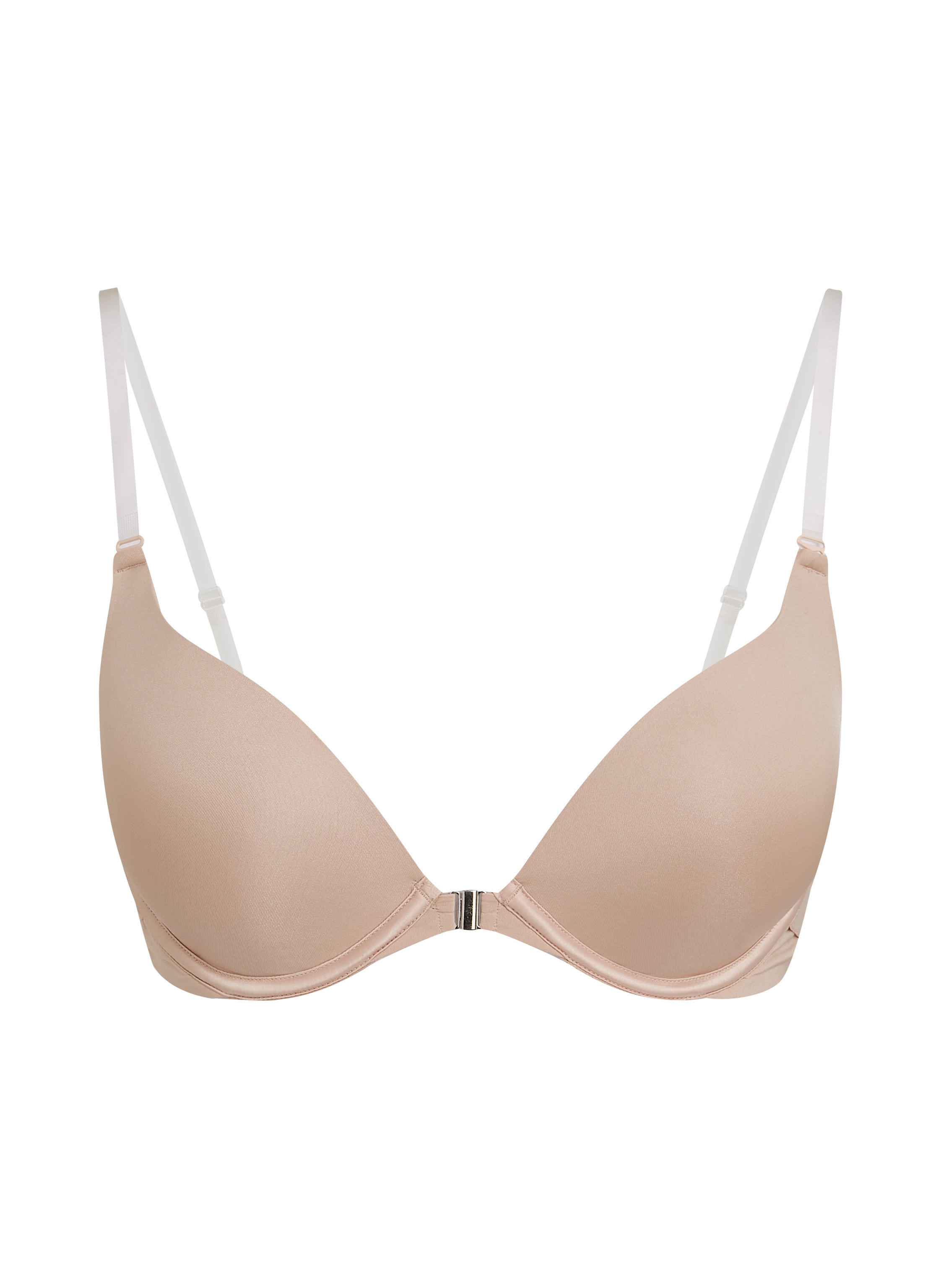Transparant Padded Underwired Push-Up Bra, Beige, main