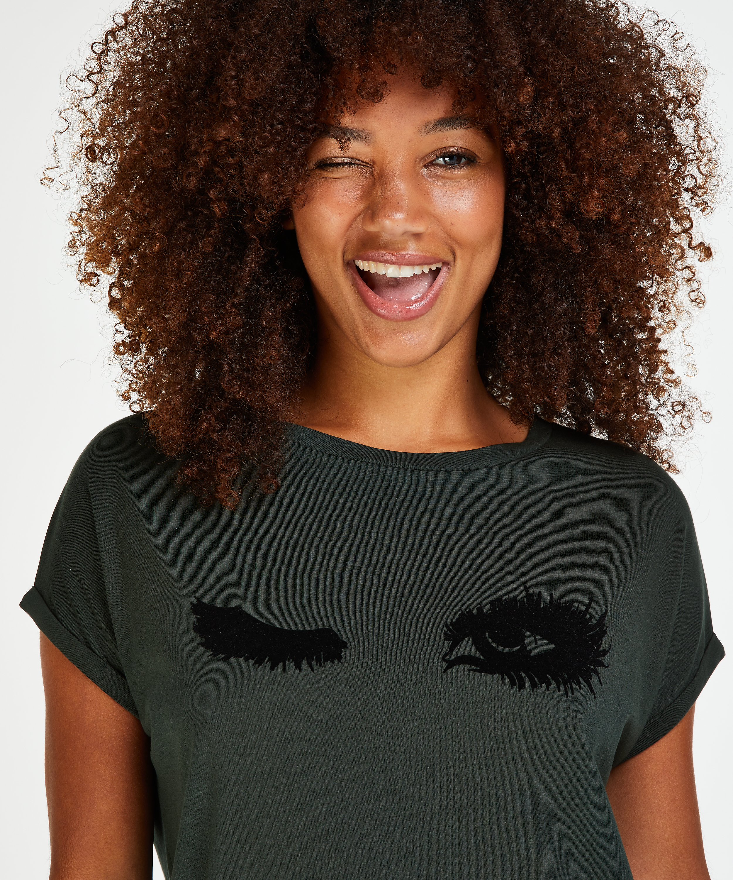 Round Neck Nightshirt, Green, main