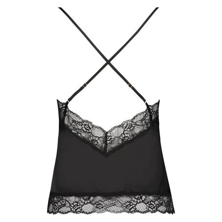 Satin Lace cami top, Black
