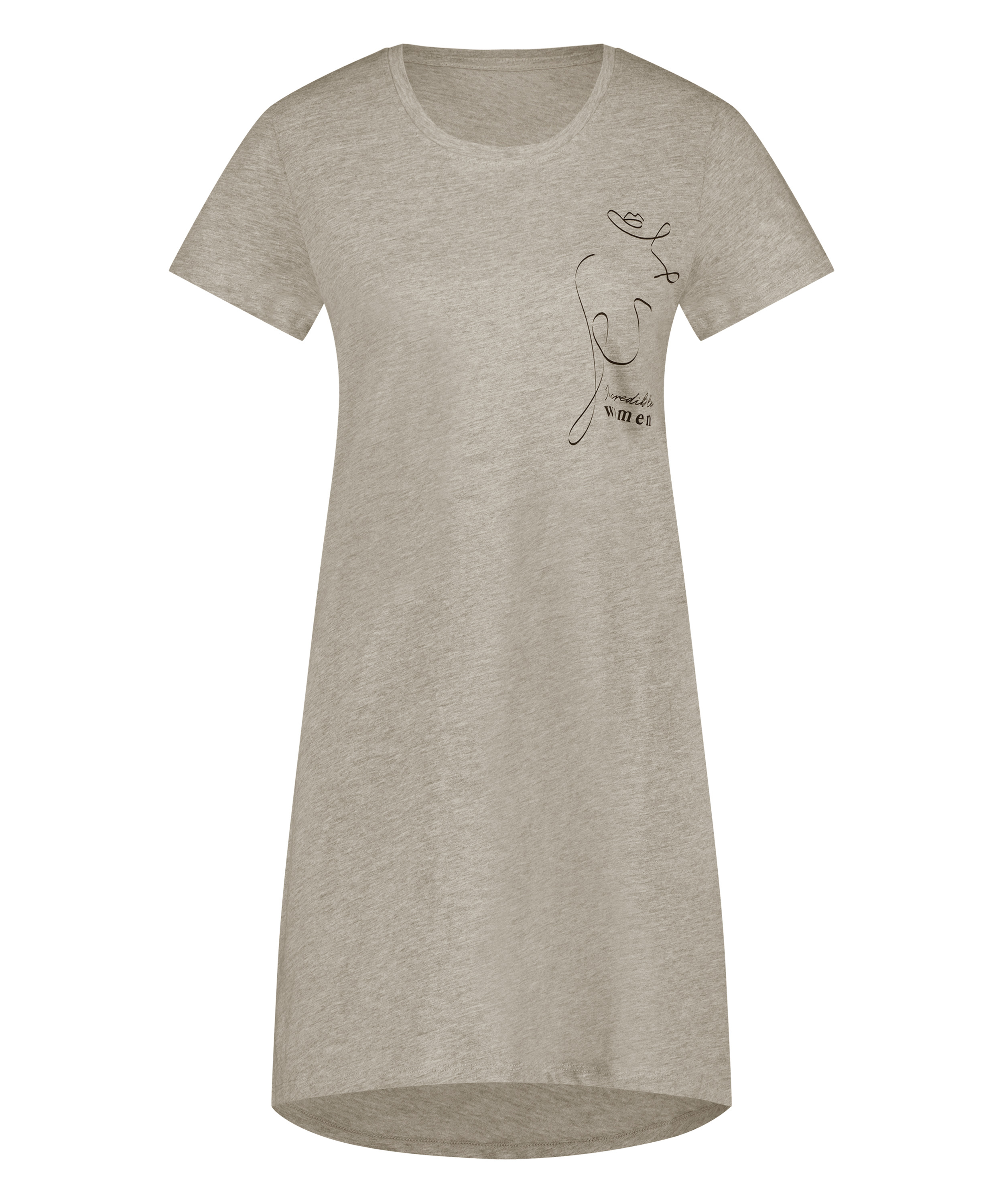 Round Neck Nightshirt, Grey, main