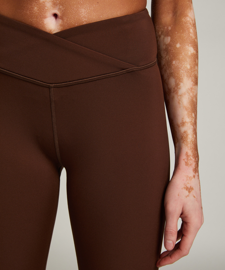 HKMX Crossed High Waisted Leggings, Brown