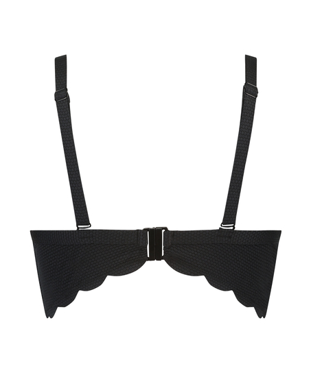 Scallop padded underwired bikini-top, Black