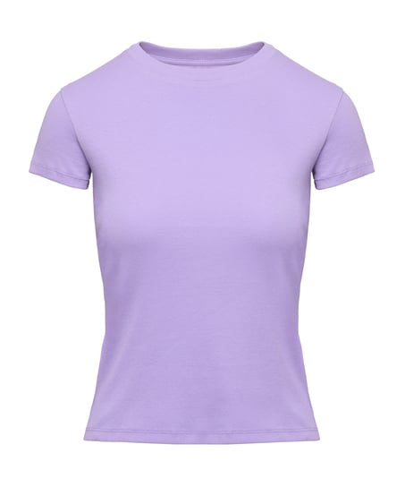 Ribbed Crew Neck Short-Sleeved Pyjama Top, Purple