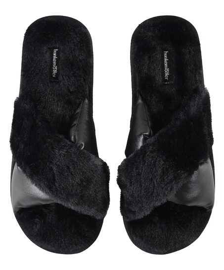 Crossed Esmee slippers, Black