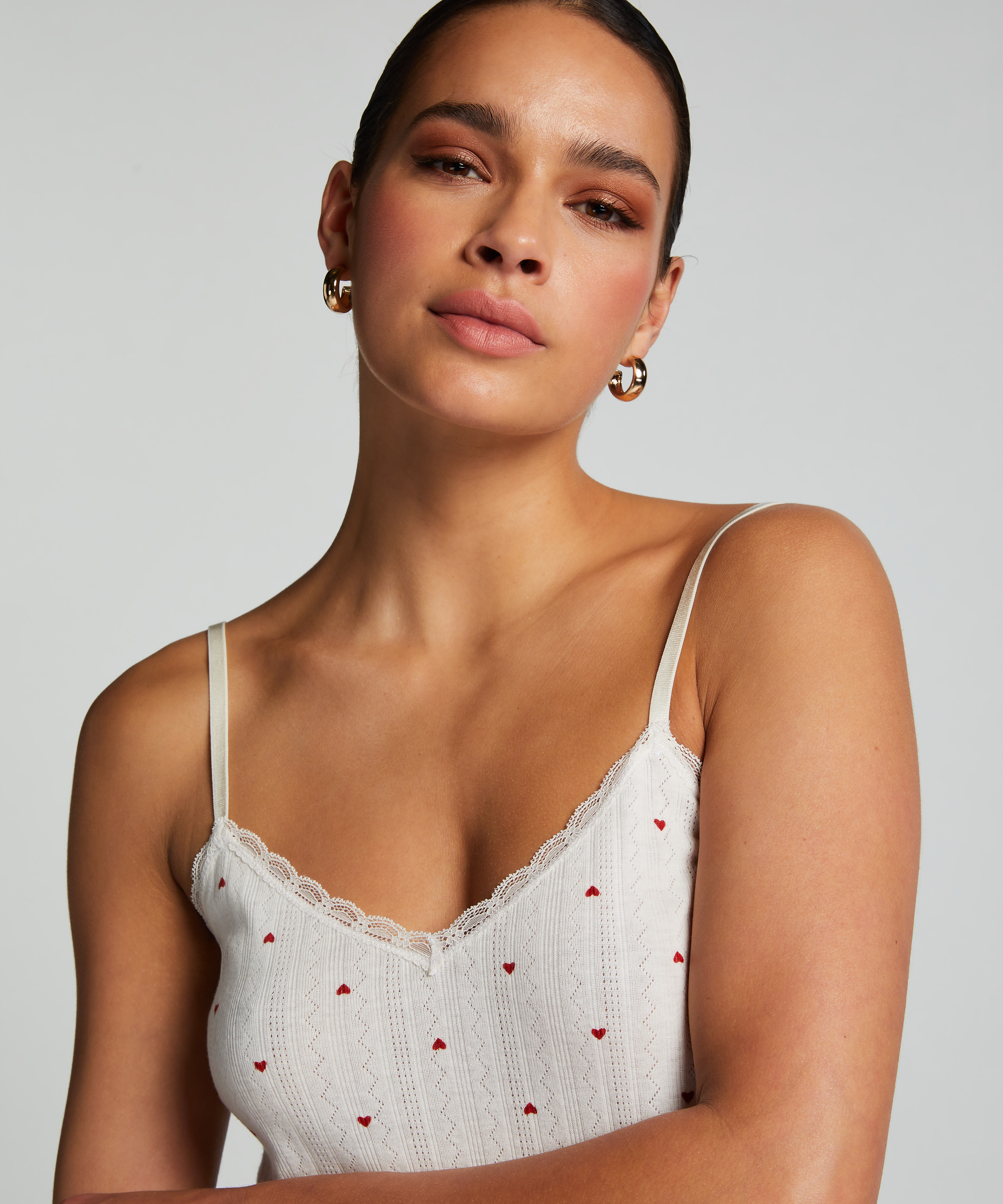 Cami lace top, White, main