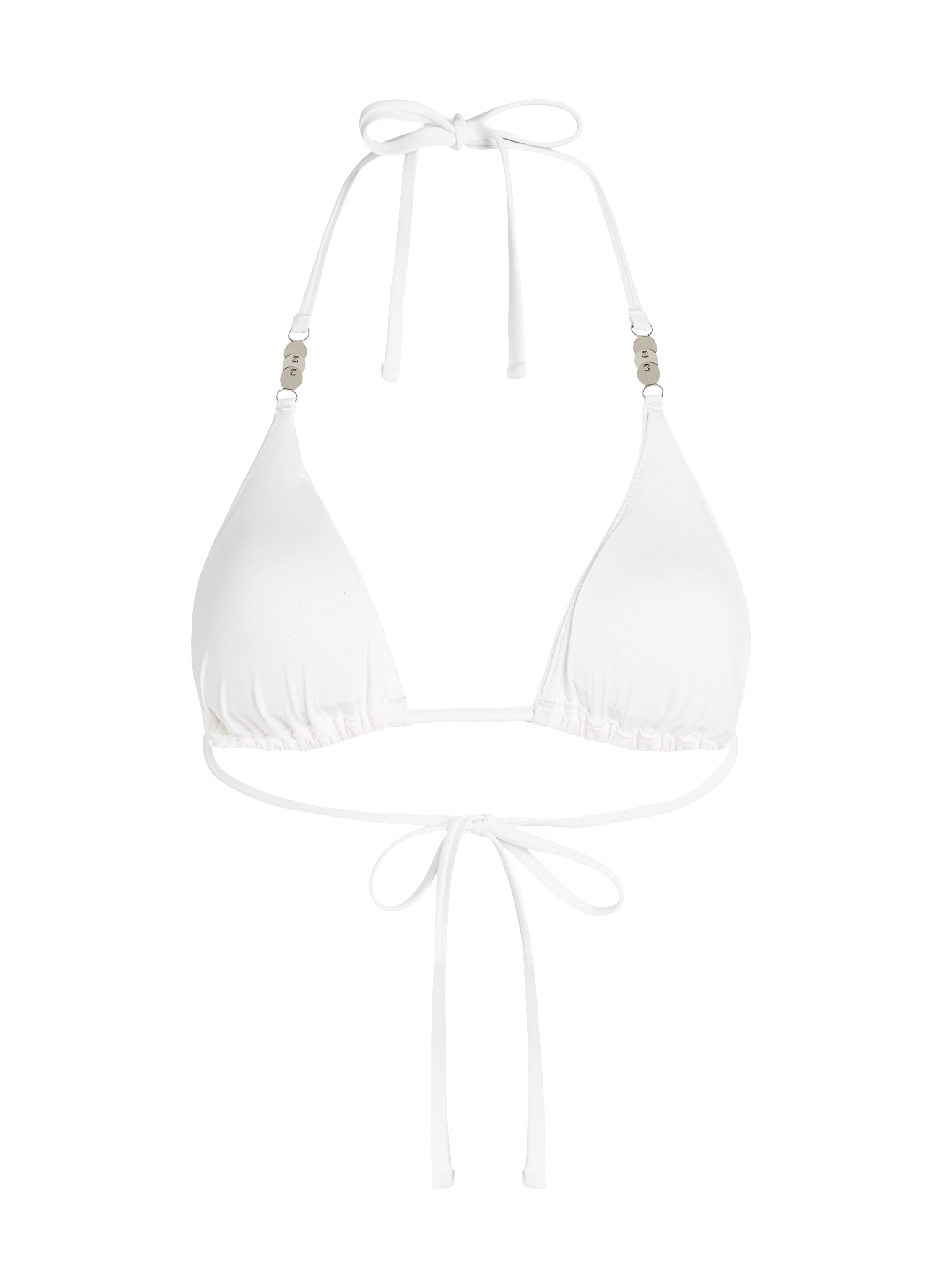 Seashell Triangle Bikini Top, White, main