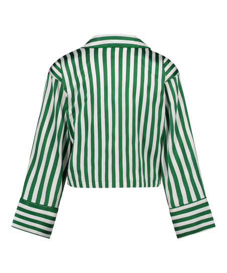 Satin Long-Sleeved Jacket, Green