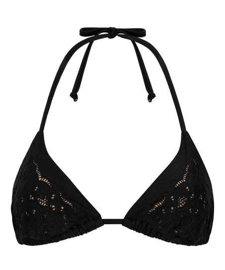Boho Triangle Bikini Top, Black