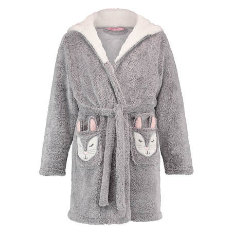 Teens Fleece Bathrobe, Grey