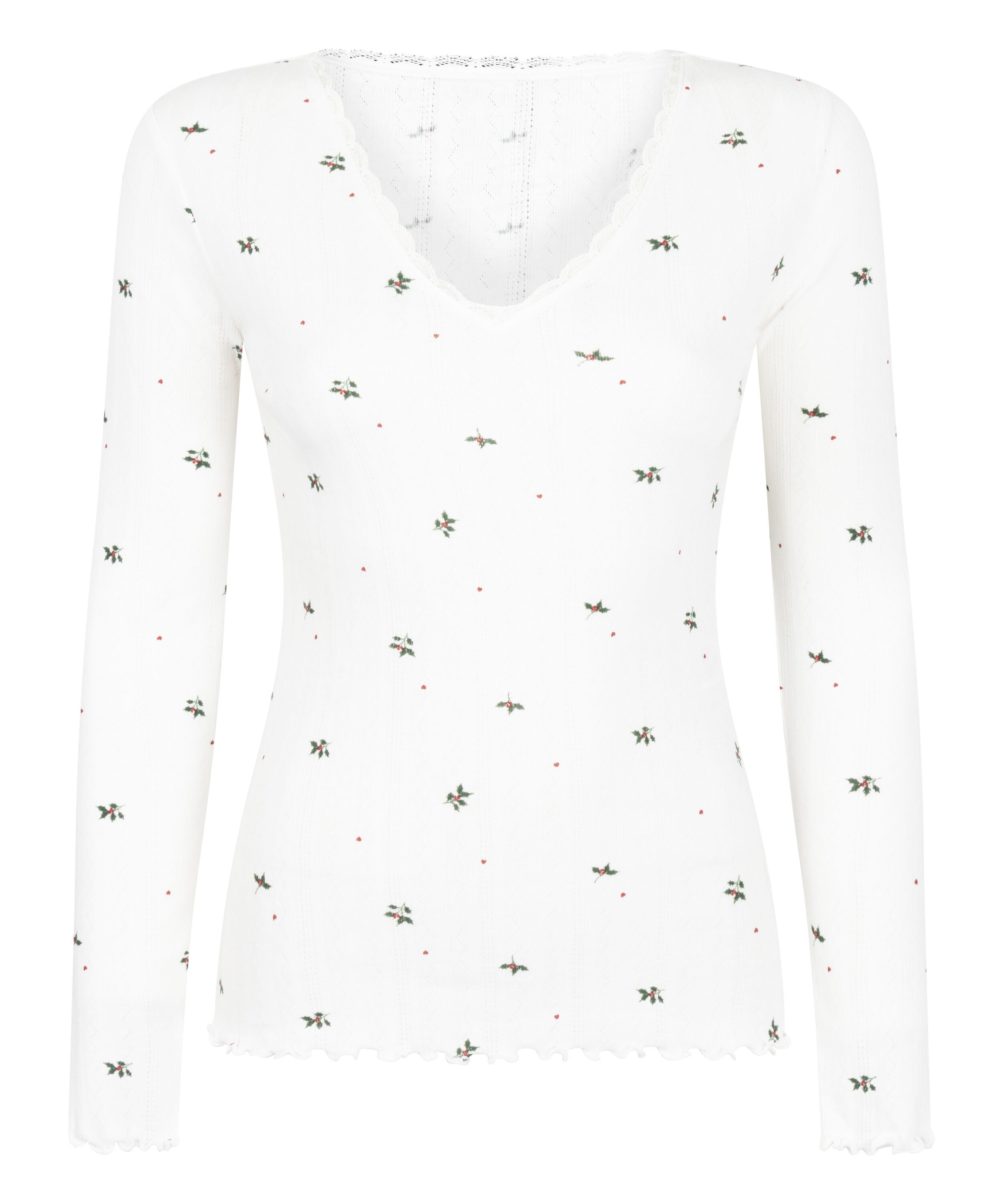 Pointelle Pyjama Top, White