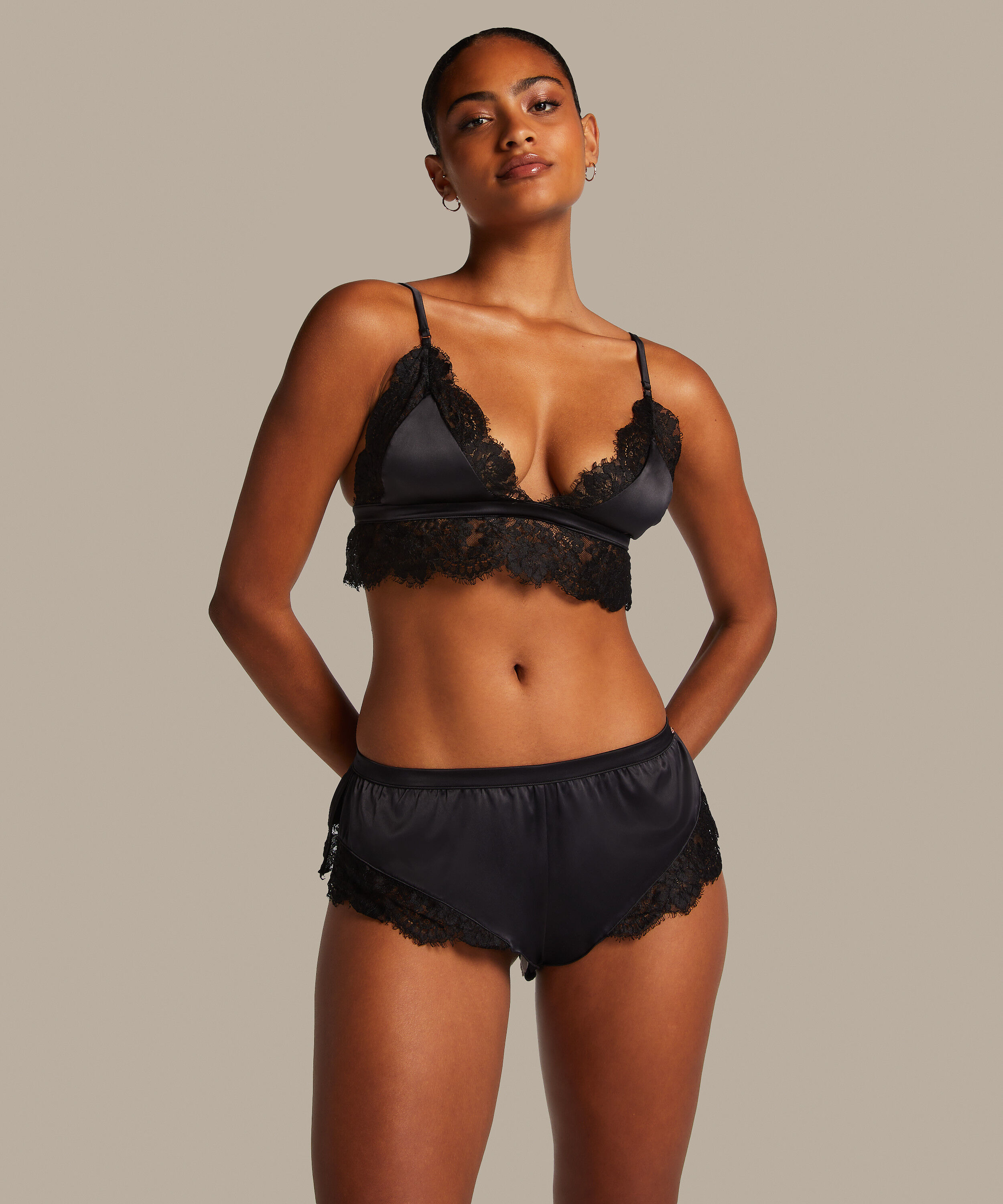 Valerie Lace French Knicker, Black